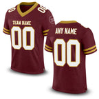 Custom Burgundy White-Old Gold Mesh Authentic Football Jersey