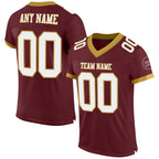 Custom Burgundy White-Old Gold Mesh Authentic Football Jersey photo 1