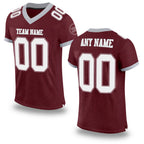 Custom Burgundy White-Gray Mesh Authentic Football Jersey