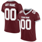 Custom Burgundy White-Gray Mesh Authentic Football Jersey photo 1
