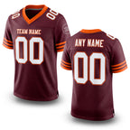 Custom Burgundy White-Orange Mesh Authentic Football Jersey