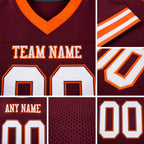 Custom Burgundy White-Orange Mesh Authentic Football Jersey detail