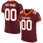 Custom Burgundy White-Orange Mesh Authentic Football Jersey photo 1