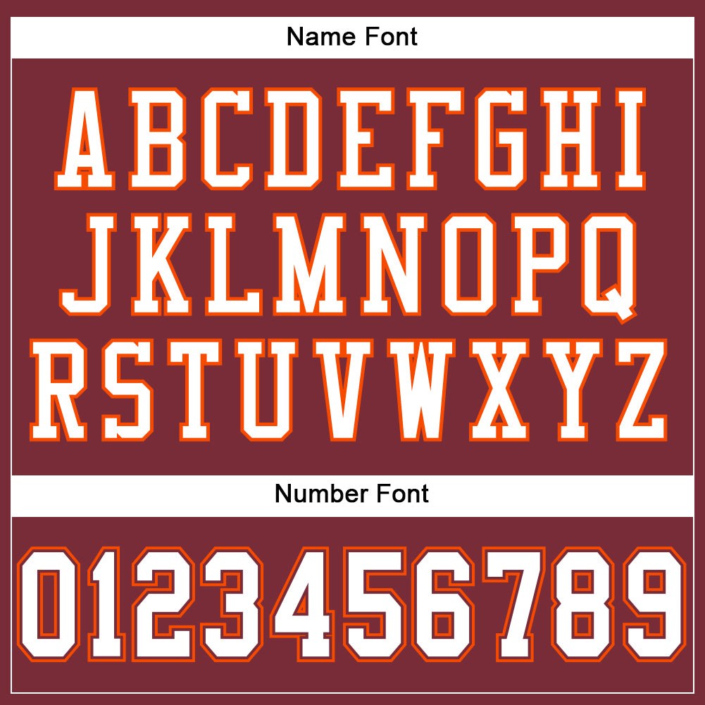 Custom Burgundy White-Orange Mesh Authentic Football Jersey photo 3