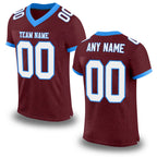 Custom Burgundy White-Powder Blue Mesh Authentic Football Jersey