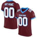 Custom Burgundy White-Powder Blue Mesh Authentic Football Jersey photo 1