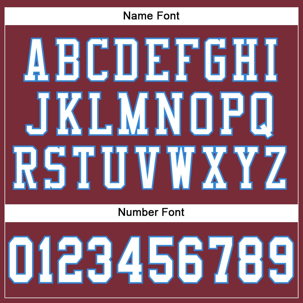 Custom Burgundy White-Powder Blue Mesh Authentic Football Jersey photo 3