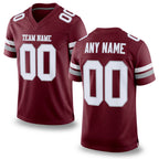 Custom Burgundy White-Gray Mesh Authentic Football Jersey