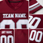 Custom Burgundy White-Gray Mesh Authentic Football Jersey detail