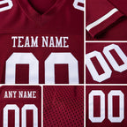 Custom Burgundy White Mesh Authentic Football Jersey detail