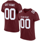 Custom Burgundy White Mesh Authentic Football Jersey photo 1