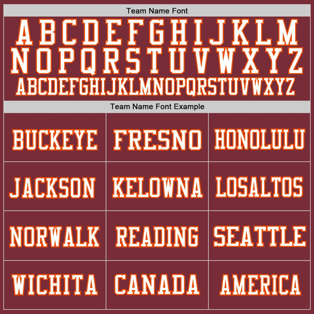 Custom Burgundy White-Orange Mesh Authentic Football Jersey photo 2