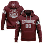 Custom Stitched Burgundy Gray-White Football Pullover Sweatshirt Hoodie photo 1