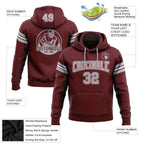 Custom Stitched Burgundy Gray-White Football Pullover Sweatshirt Hoodie photo 2