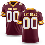 Custom Burgundy White-Gold Authentic Football Jersey