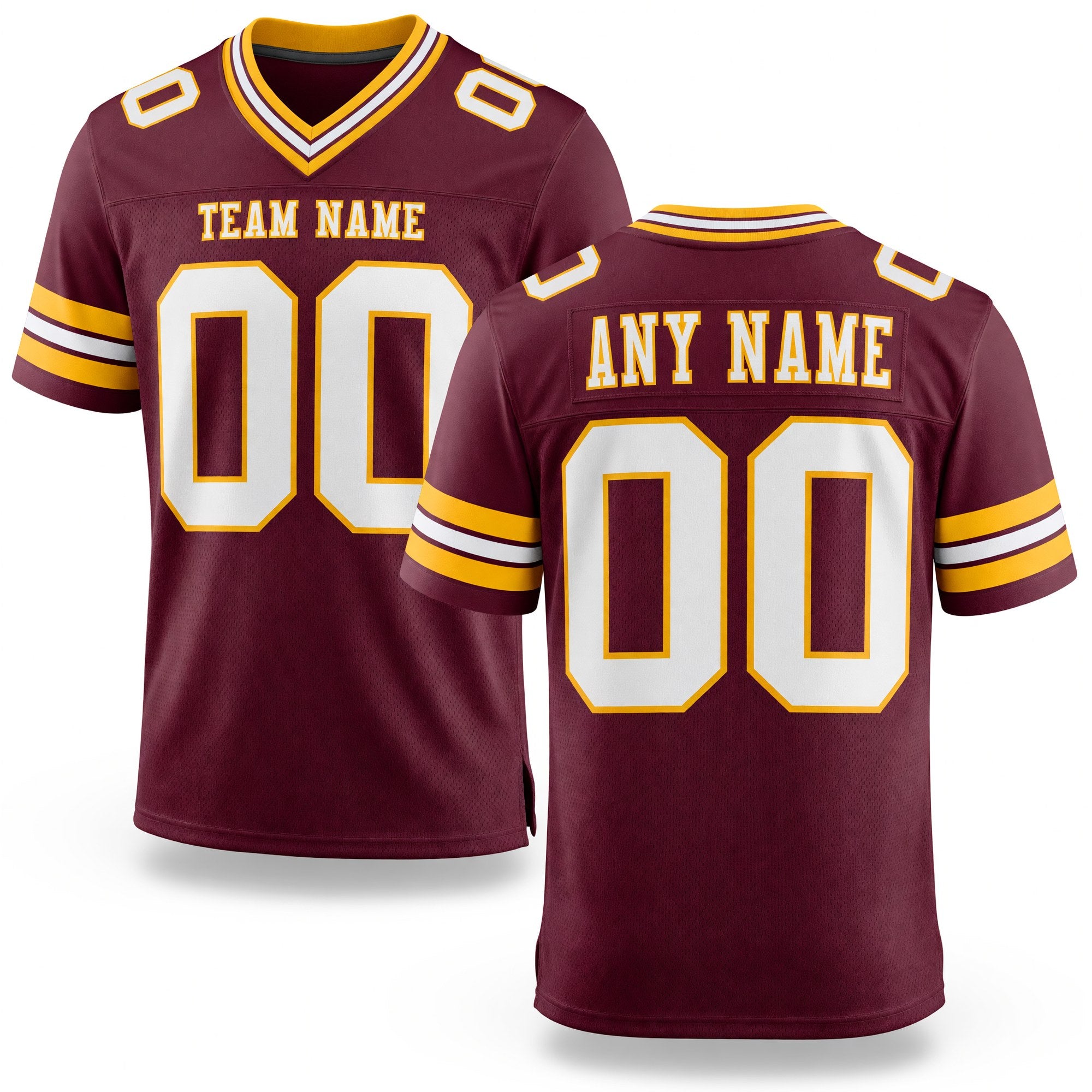 Custom Burgundy White-Gold Authentic Football Jersey