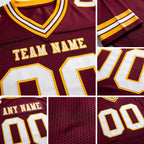 Custom Burgundy White-Gold Authentic Football Jersey detail