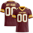 Custom Burgundy White-Gold Authentic Football Jersey photo 1