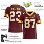 Custom Burgundy White-Gold Authentic Football Jersey photo 2