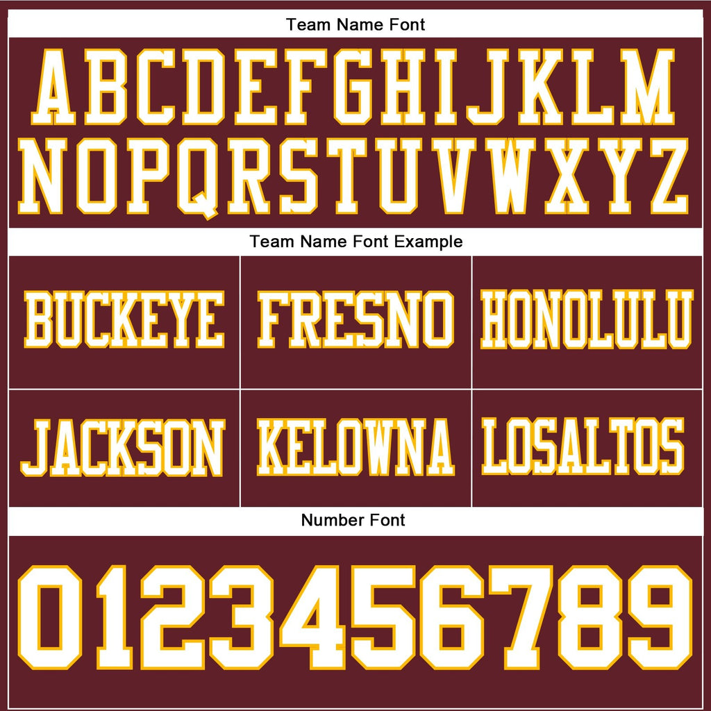 Custom Burgundy White-Gold Authentic Football Jersey photo 3