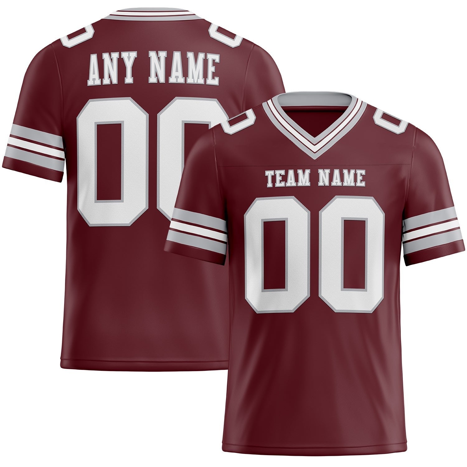 Custom Burgundy White-Gray Authentic Football Jersey photo 1
