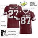 Custom Burgundy White-Gray Authentic Football Jersey photo 2