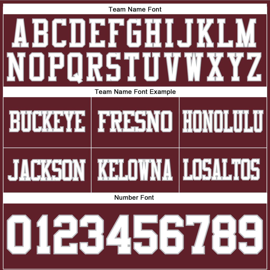Custom Burgundy White-Gray Authentic Football Jersey photo 3