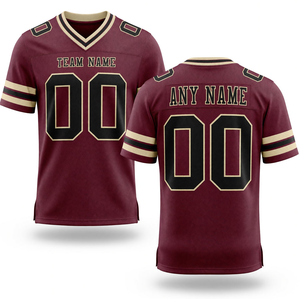 Custom Burgundy Black-City Cream Authentic Football Jersey