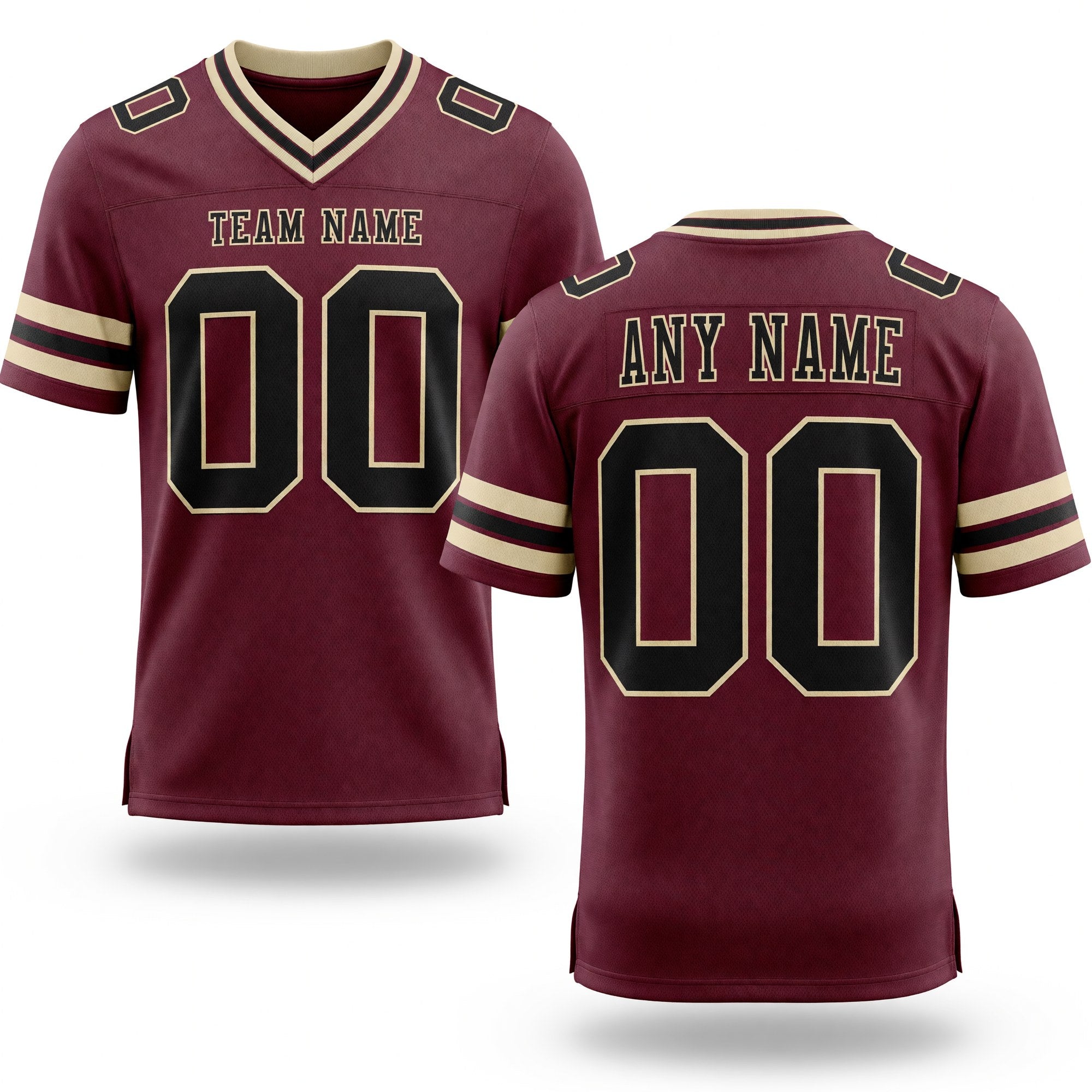 Custom Burgundy Black-City Cream Authentic Football Jersey