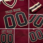 Custom Burgundy Black-City Cream Authentic Football Jersey detail