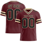 Custom Burgundy Black-City Cream Authentic Football Jersey photo 1