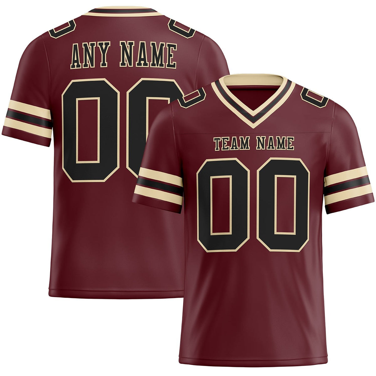 Custom Burgundy Black-City Cream Authentic Football Jersey photo 1