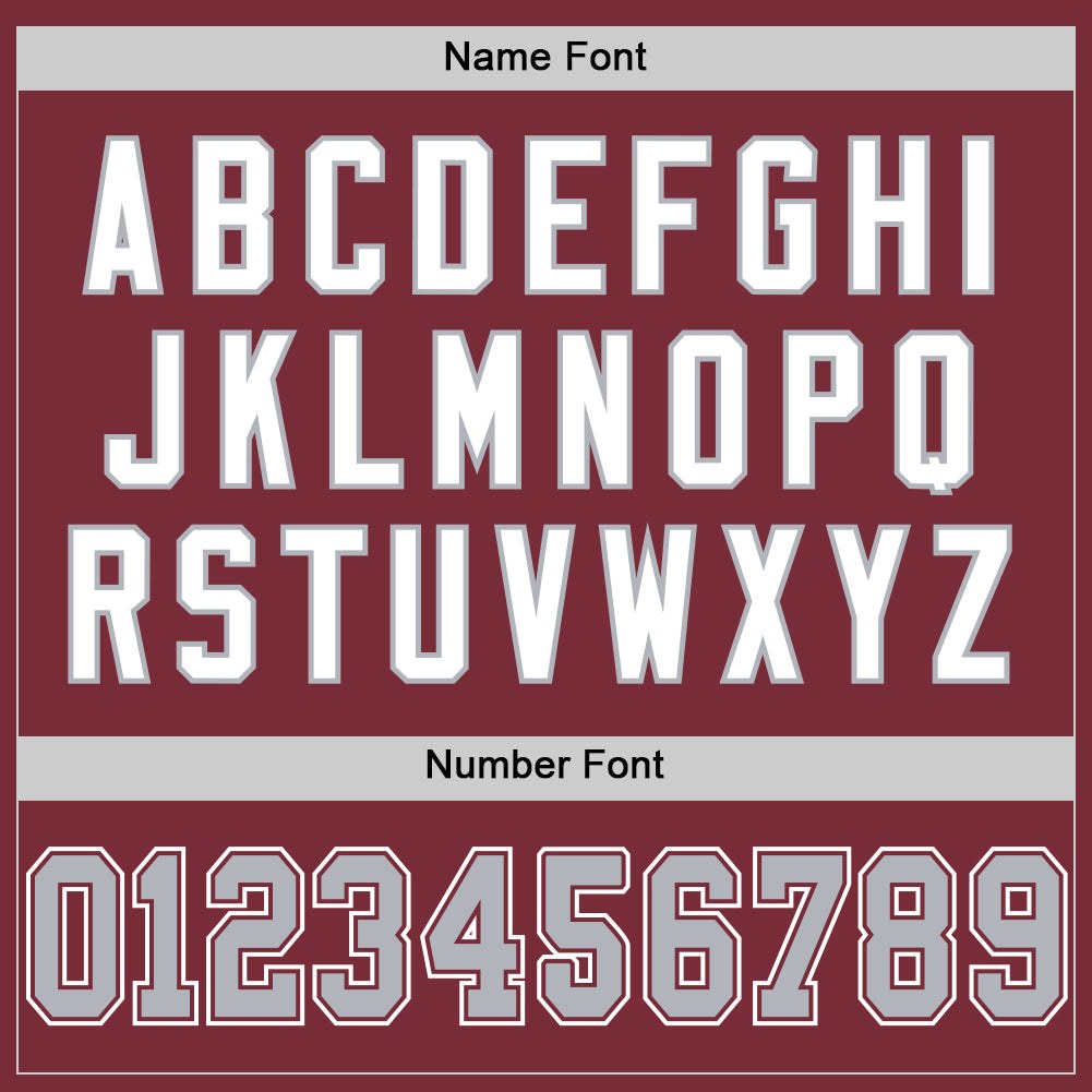 Custom Burgundy Gray-White Mesh Authentic Throwback Football Jersey photo 3
