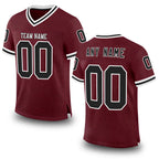 Custom Burgundy Black-White Mesh Authentic Throwback Football Jersey