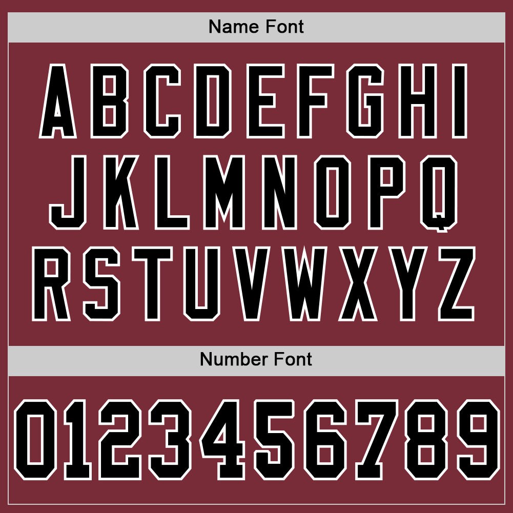 Custom Burgundy Black-White Mesh Authentic Throwback Football Jersey photo 3