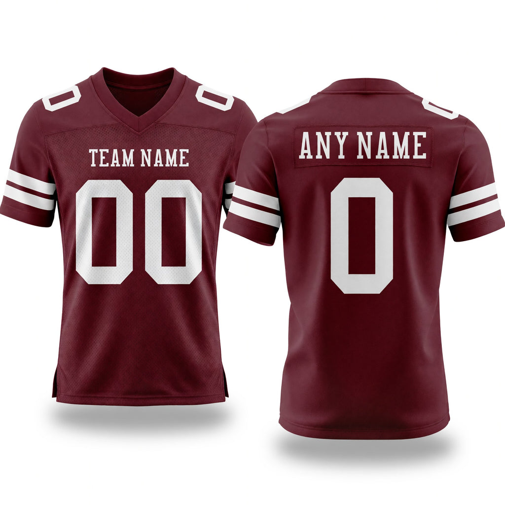 Custom Burgundy White Authentic Football Jersey