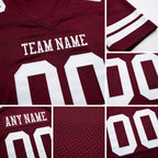 Custom Burgundy White Authentic Football Jersey detail