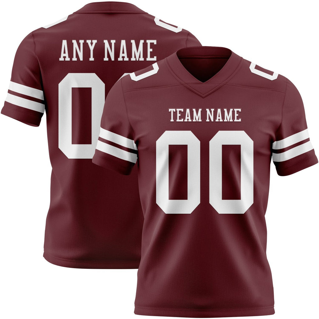 Custom Burgundy White Authentic Football Jersey photo 1