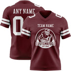 Custom Burgundy White Authentic Football Jersey photo 2