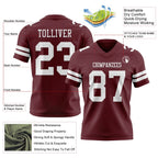 Custom Burgundy White Authentic Football Jersey photo 3