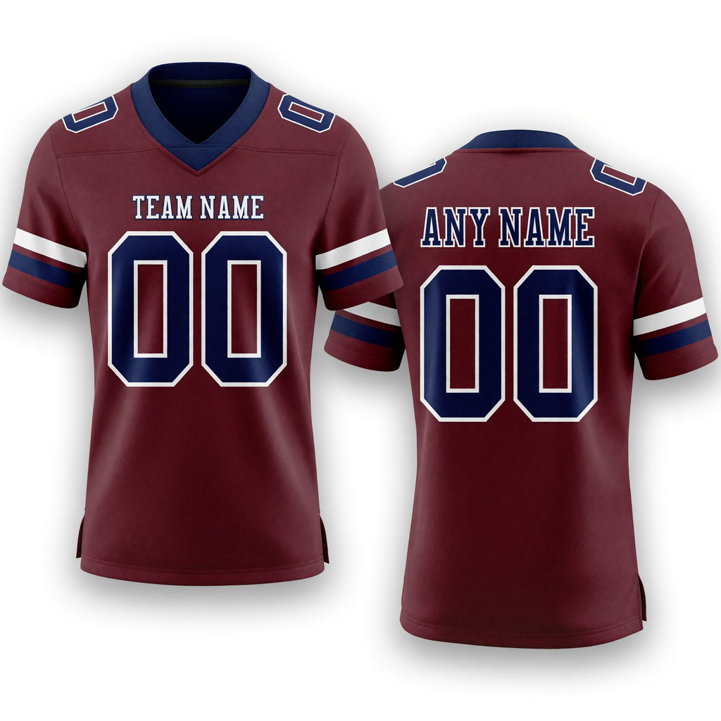 Custom Burgundy Navy-White Authentic Football Jersey