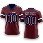 Custom Burgundy Navy-White Authentic Football Jersey