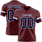 Custom Burgundy Navy-White Authentic Football Jersey photo 1