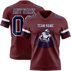 Custom Burgundy Navy-White Authentic Football Jersey photo 2
