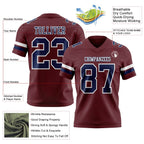 Custom Burgundy Navy-White Authentic Football Jersey photo 3