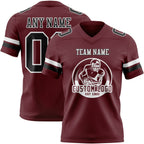 Custom Burgundy Black-White Authentic Football Jersey photo 2