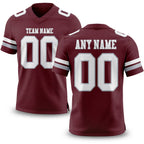 Custom Burgundy White-Gray Authentic Football Jersey