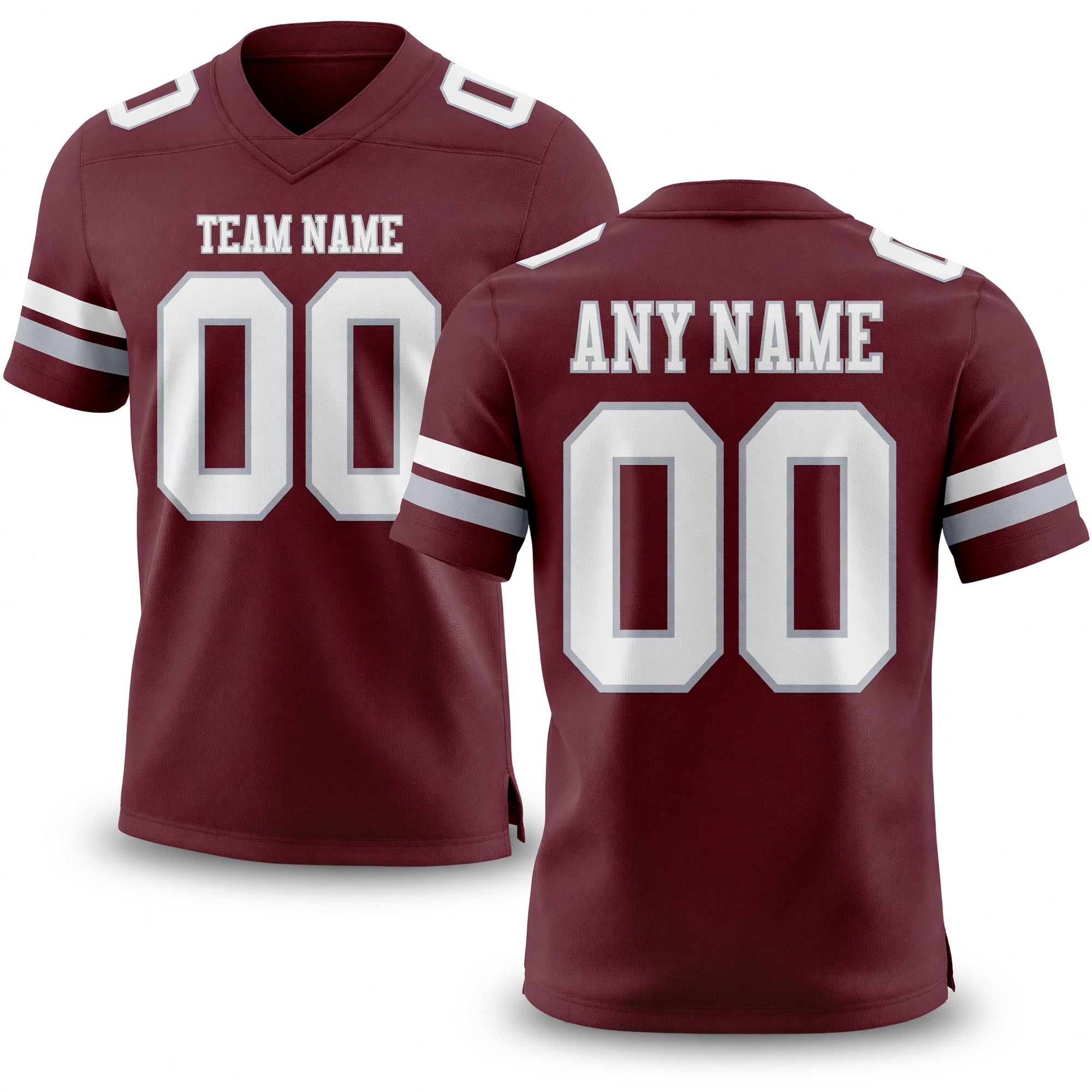Custom Burgundy White-Gray Authentic Football Jersey