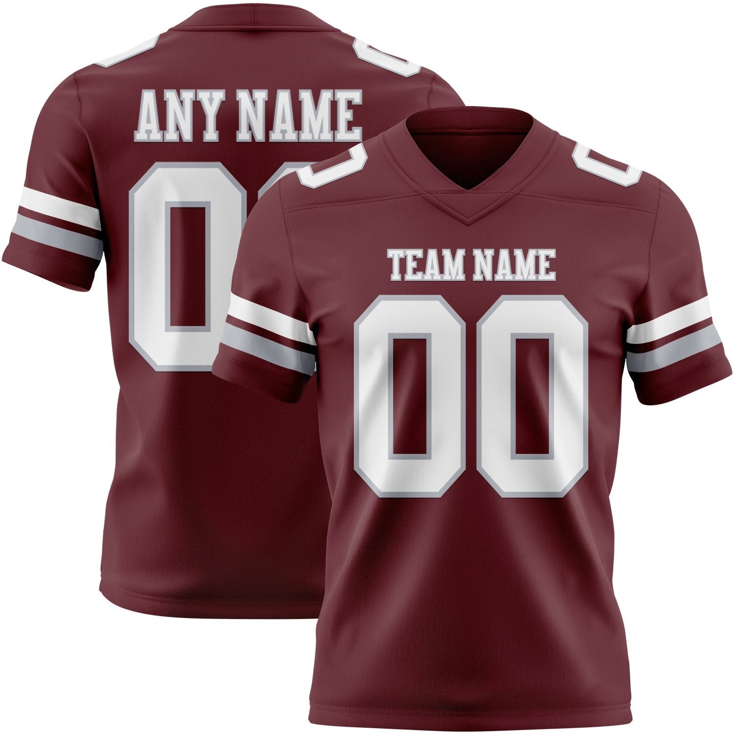 Custom Burgundy White-Gray Authentic Football Jersey photo 1