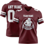 Custom Burgundy White-Gray Authentic Football Jersey photo 2